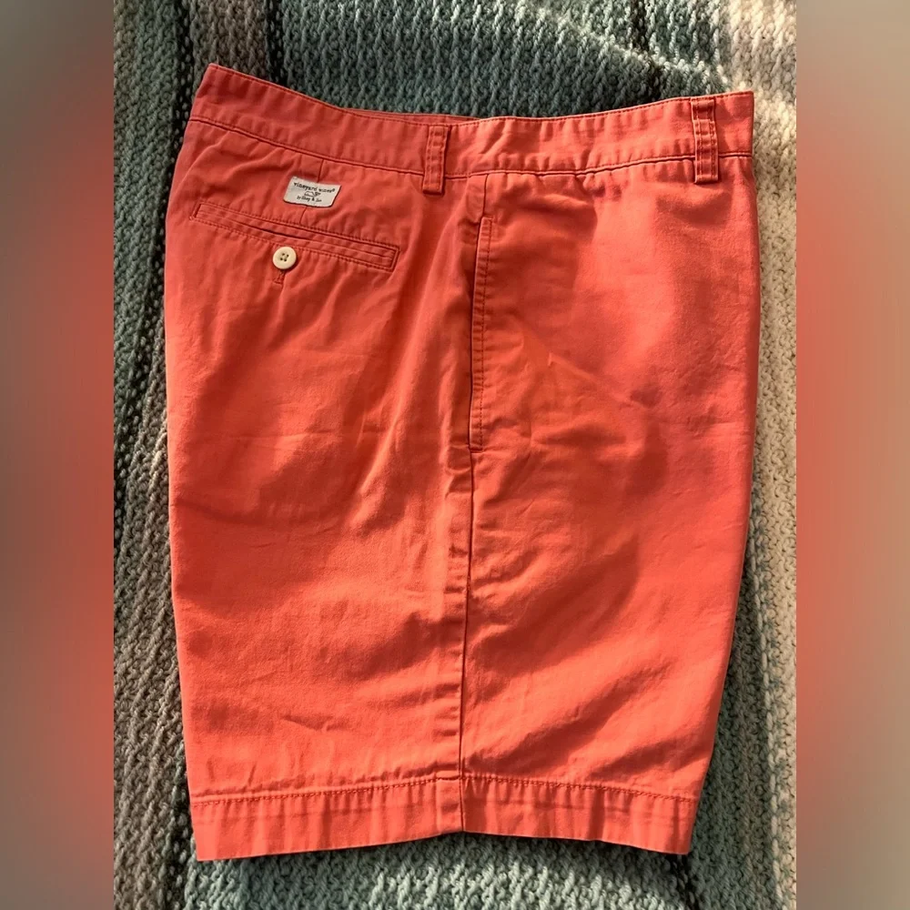 Vineyard Vines Shep Ian Salmon Pink 7 Inch Club Chino Shorts 32